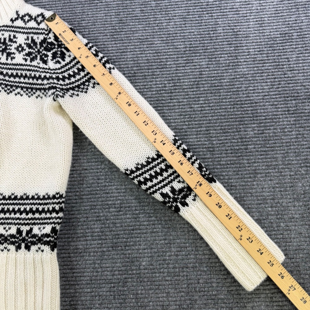 J.Crew Fair Isle Wool Mohair Blend Snap Neck Sweater Cream Black Womens Small - Picture 10 of 11